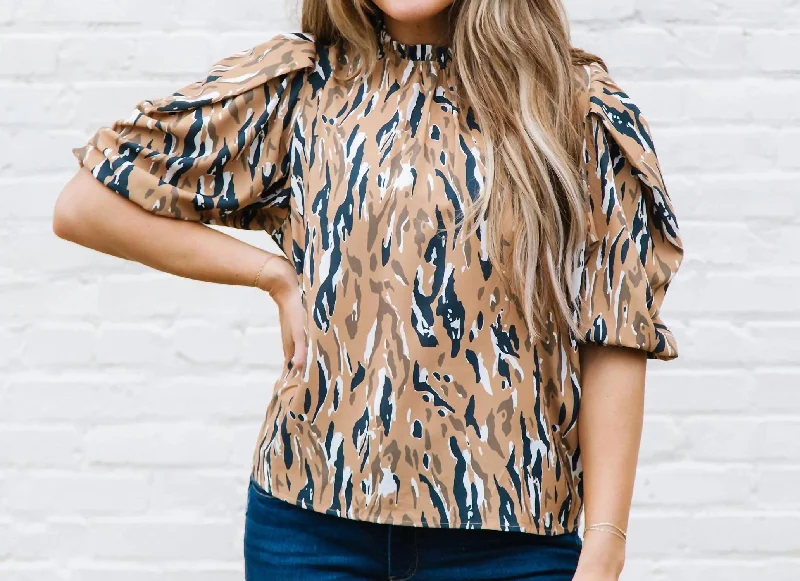 Libby Top In Tiger Tail Tan Chic Sophistication