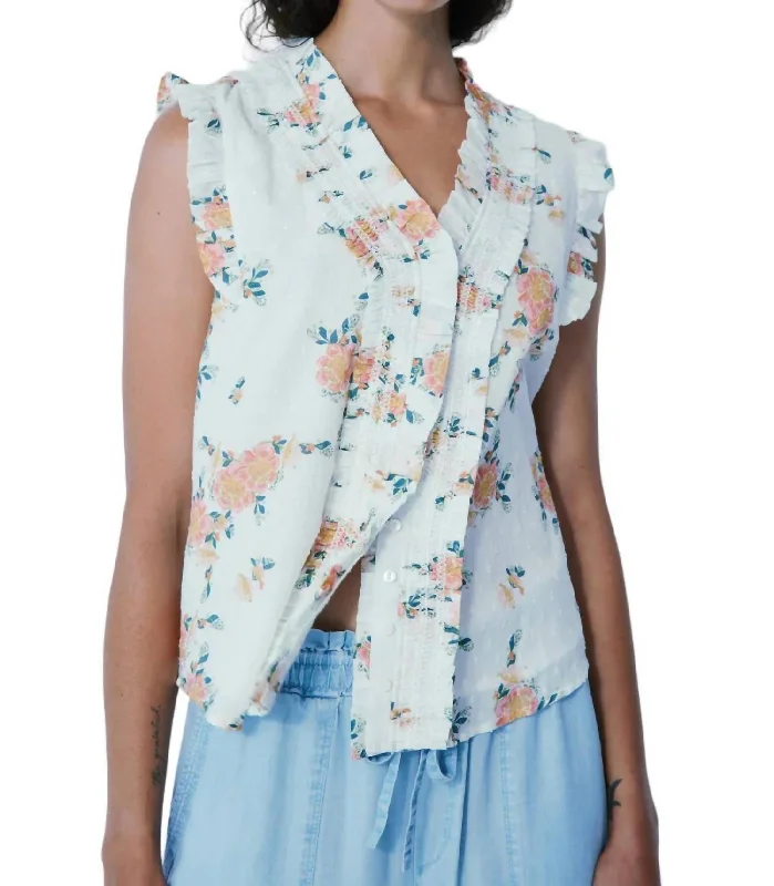 Lindy Sleeveless Shirt In Off White Floral Comfort First Women's Fashion