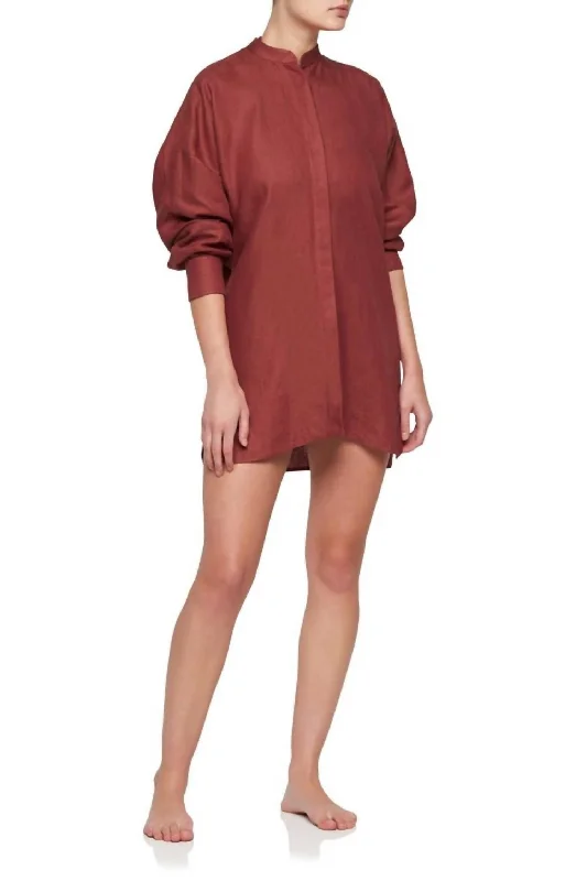 Linen Relaxed Everywhere Shirt In Terracotta Bold Fashion