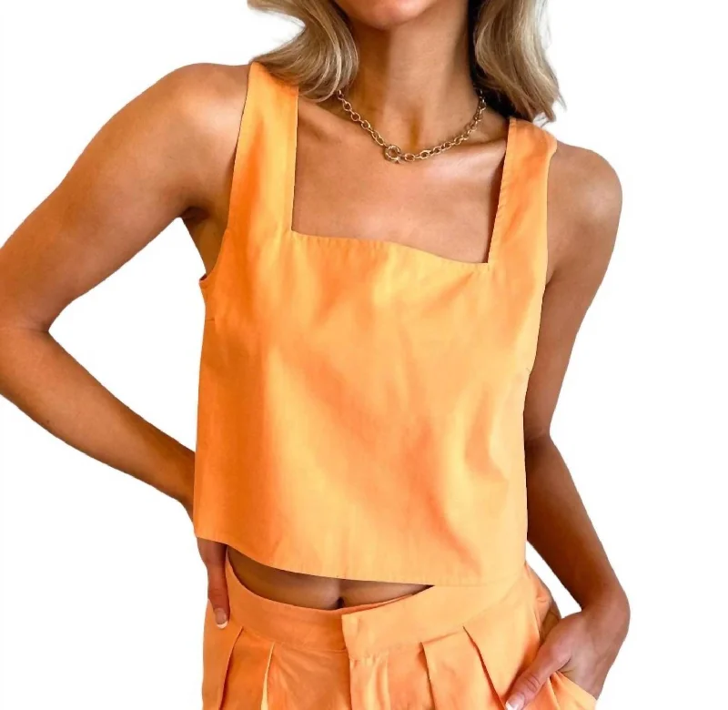 Linen Tank Top In Apricot Squeeze Fashion Forward