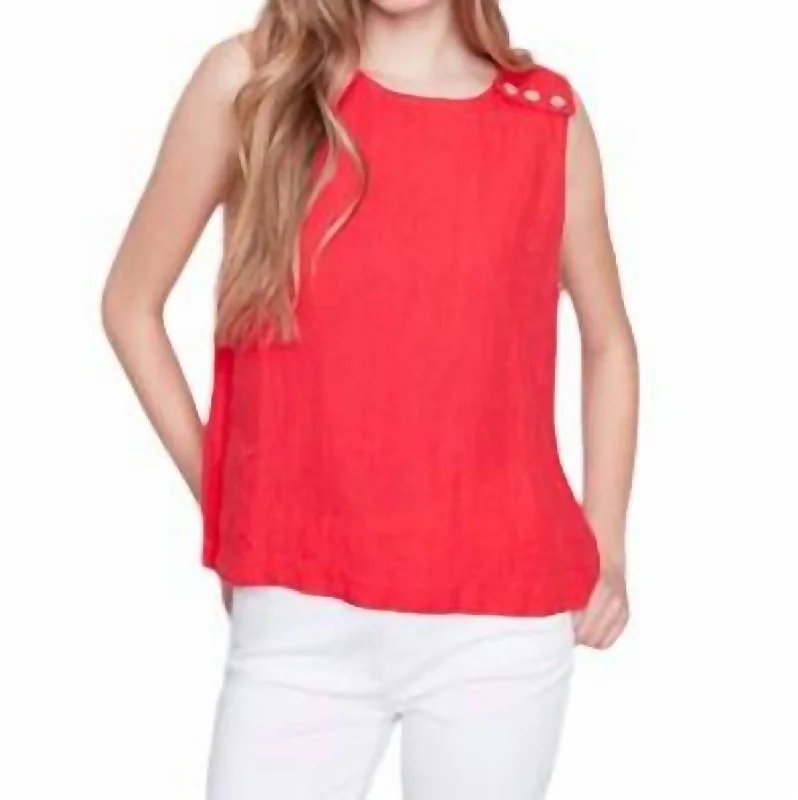 Linen Tank Top In Cherry Latest Trends