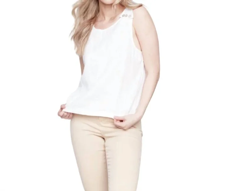 Linen Tank Top In White Fashion Essentials