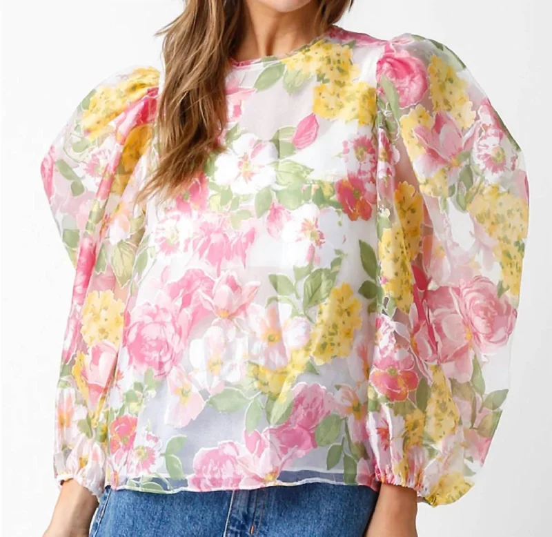 Lola Organza Blouse In Floral Casual Chic