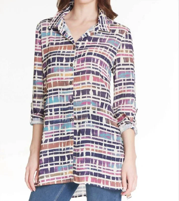 Long Crinkle Blouse In Dash Stripe Fashion Forward, Function First