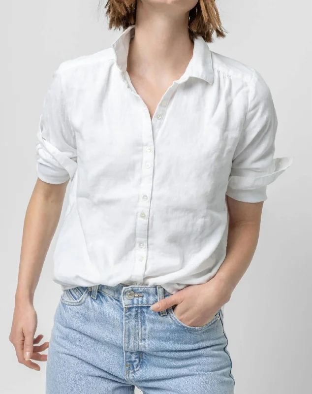 Long Sleeve Button Down Shirt In White Eclectic Style Wardrobe