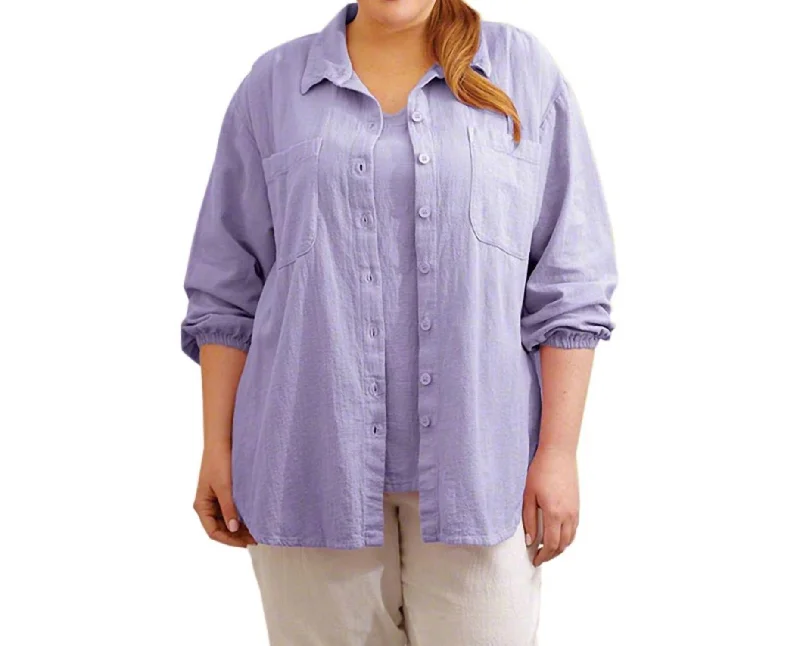 Long Sleeve Button Up Shirt - Plus In Tahitian Breeze Chic Wardrobe Essentials