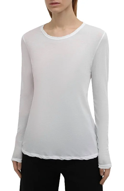 Long Sleeve Jersey Top In White Chic Trends For The Fashion Savvy