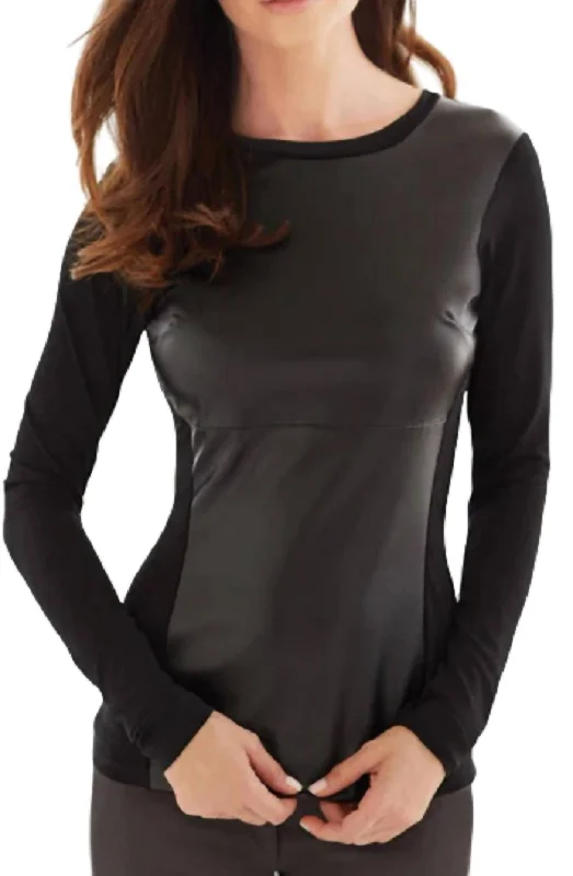 Long Sleeve Leather Top In Black Style Breakthroughs