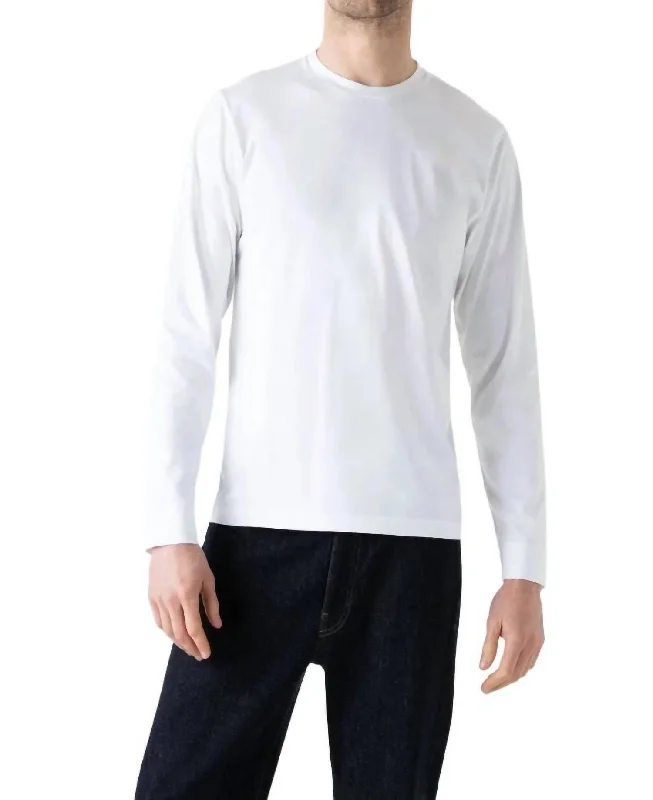 Long Sleeve Riviera Midweight T‑Shirt In White Special Offer