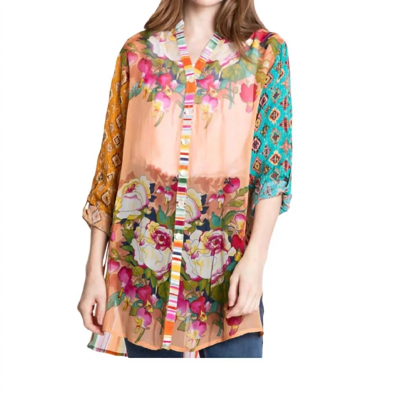 Lord I Think I Could Duster/top In Multi Floral Luxury Fashion for Women