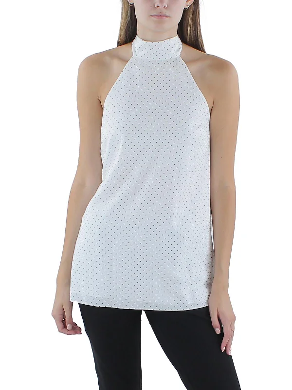 Loren Womens Polka Dot Open Back Halter Top Must-Have Styles