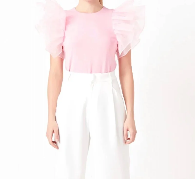 Love Ruffle Top In Pink Eco Friendly Fashion Sale