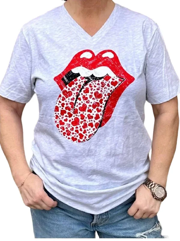 Lover Lips Tee In White Elegant Style