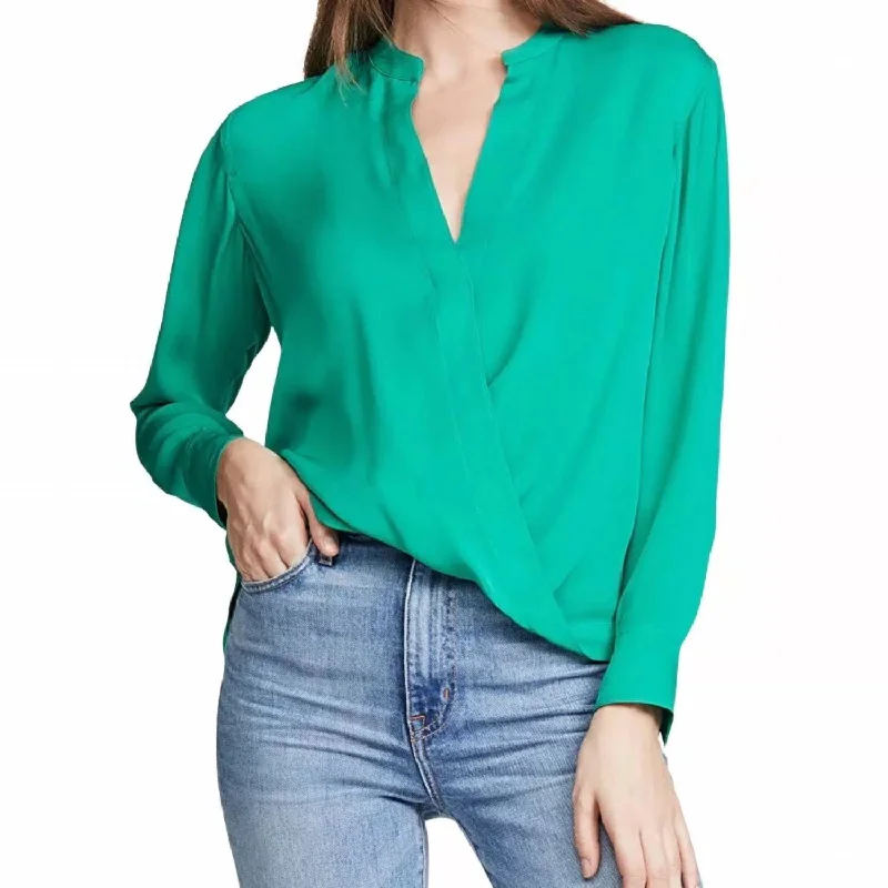 Luca Silk Blouse In Emerald Exclusive Deals Online