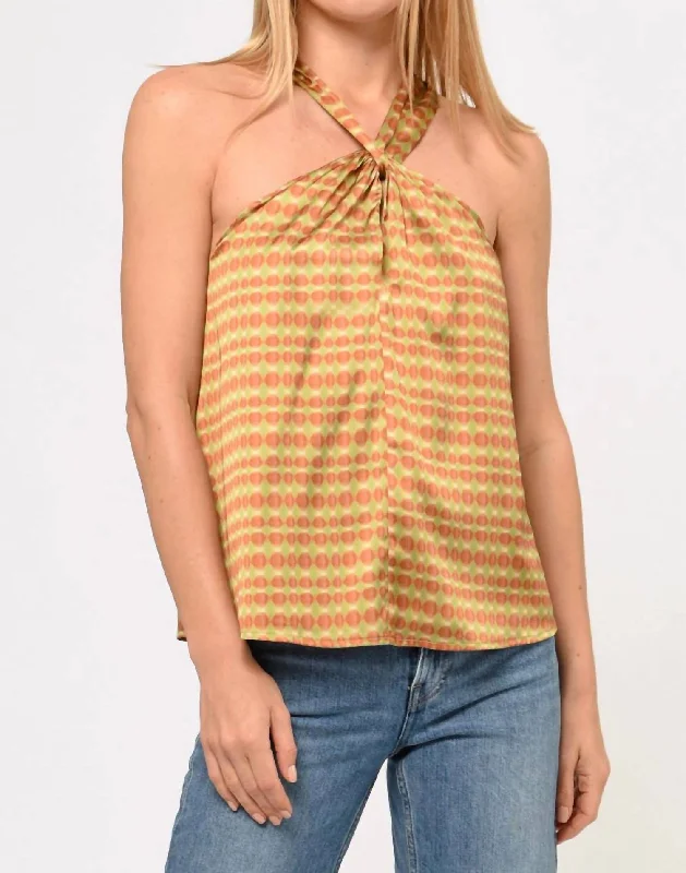 Lucinda Printed Halter Top In Copper Trend Setting Wardrobe