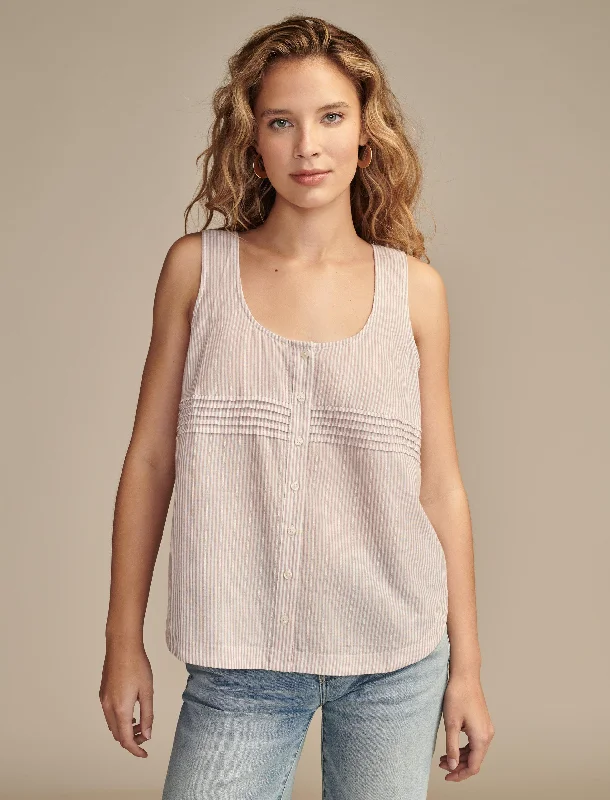 Lucky Brand Women's Striped Button Front Tank Wardrobe Refresh