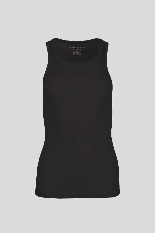 Lyocell Cotton Baby Rib Tank In Black Versatile Outfits