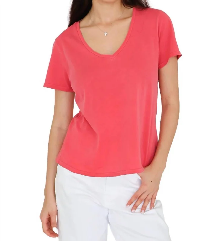 Madelyn Short Sleeve Jersey Tee In Viva Magenta Luxury Fashion for Women