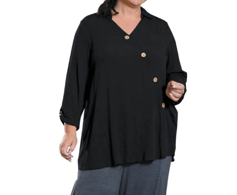 Madison 3/4 Sleeve Blouse - Plus In Black New Styles Just In