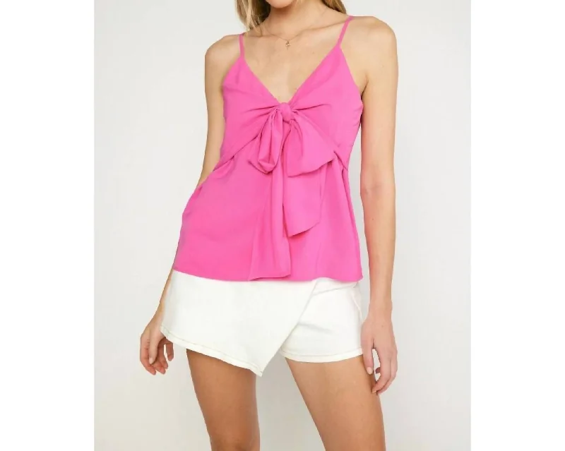 Madison Bow Top In Hot Pink Casual Chic