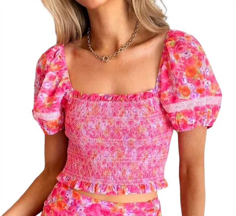 Madison Floral Top In Pink Flash Sale Fever