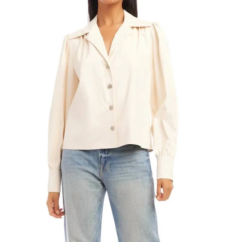 Maia Faux Leather Top In Ivory Comfort First Women's Wear