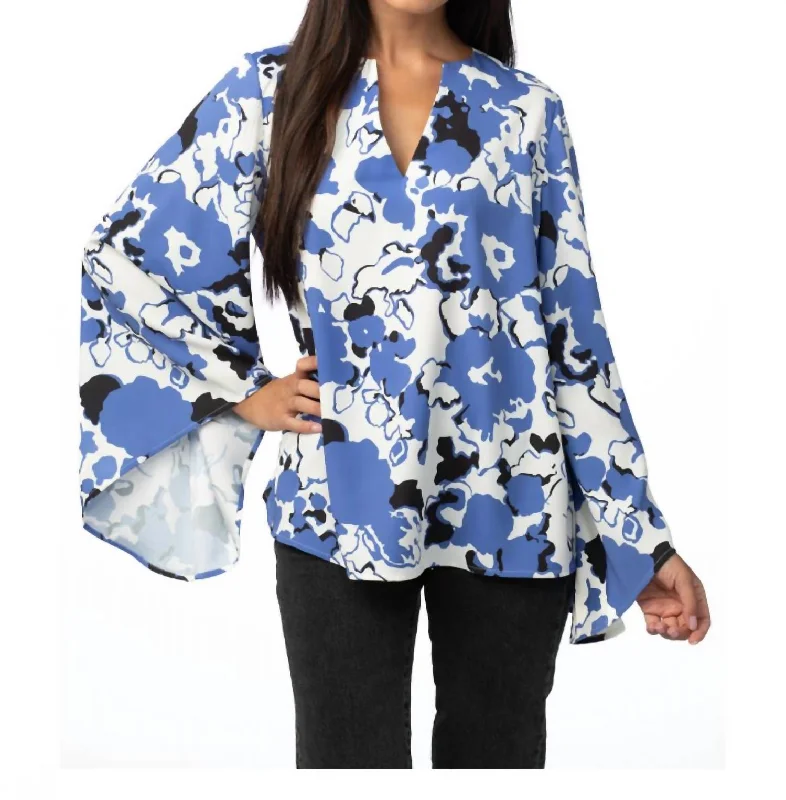 Mara Top In Indigo Blooms Top Brand Discounts