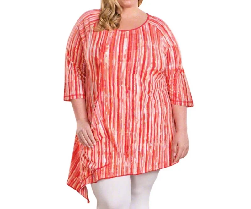 Mari Tunic - Plus In Red Stripe Chic Styles