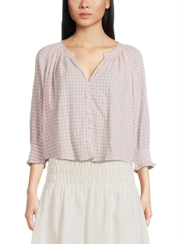 Mariah Check Blouse In Soft Rose Absurdly Cheap Sale