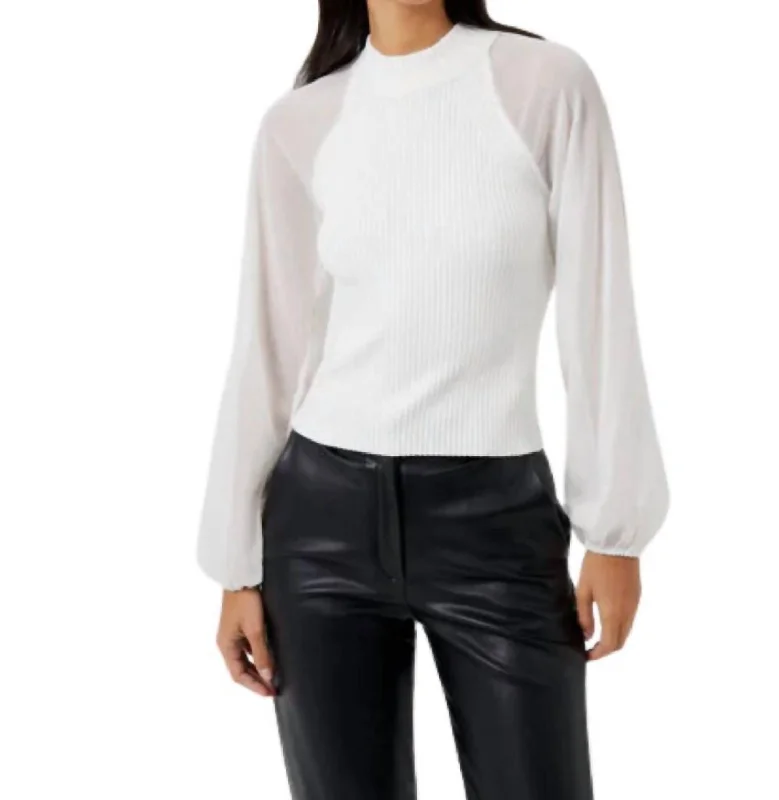 Melody High Neck Top In White Casual Chic Clothing