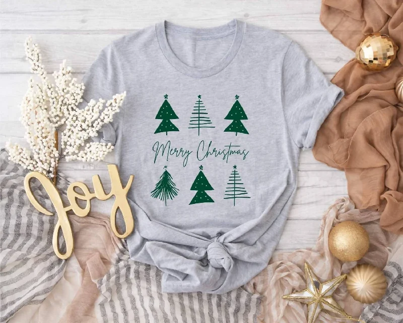 Merry Christmas Tree Tee In Grey Holiday Sale