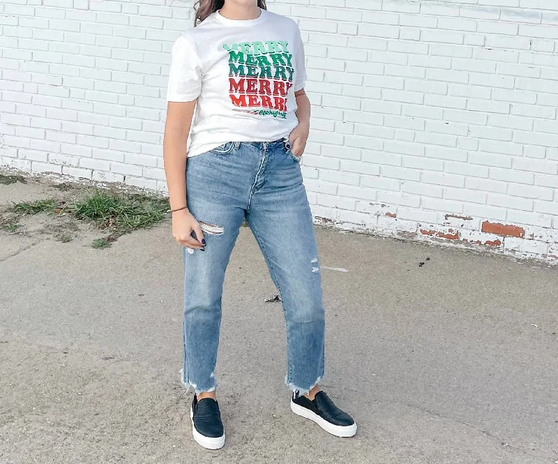 Merry Everything Tee In White Top Brand Discounts