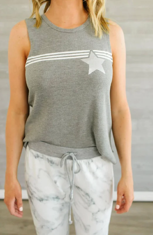 Metallic Star Tank In Grey Weekend Special