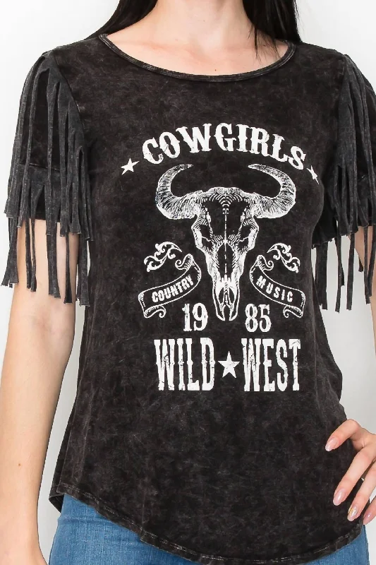 Mineral Wild West Tee In Washed Black Modern Women's Fashion