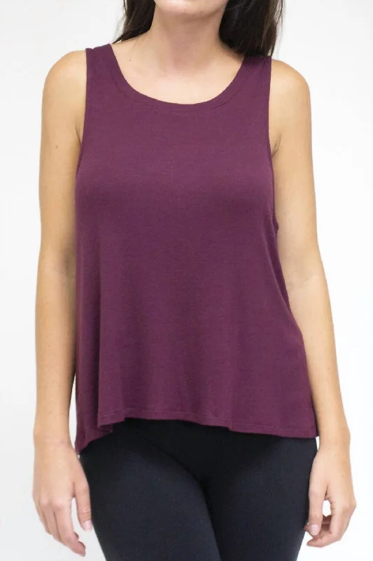 Mini Ribbed Tank Top In Burgundy Trendy Pulse