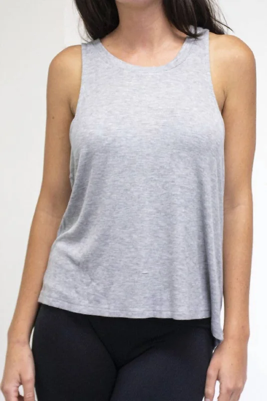 Mini Ribbed Tank Top In Heather Grey Fashion Forward Femininity