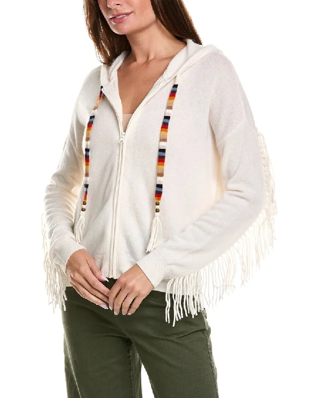 Minnie Rose Zip Fringed Cashmere Hoodie Day To Night Styles