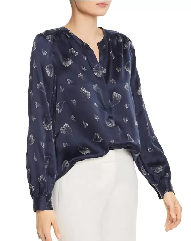 Mintee Midnight Silk Blouse In Navy Blue Eco Friendly Fashion Sale