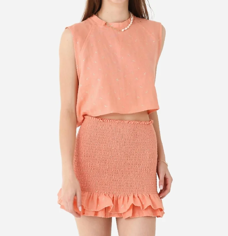 Molly Top In Coral Fleur Chic Style