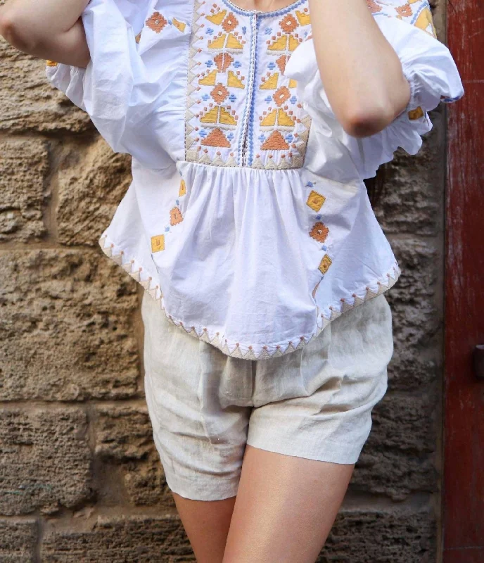 Momental Tribe Embroidery Blouse In Crispy White Trendy Clothing Sale