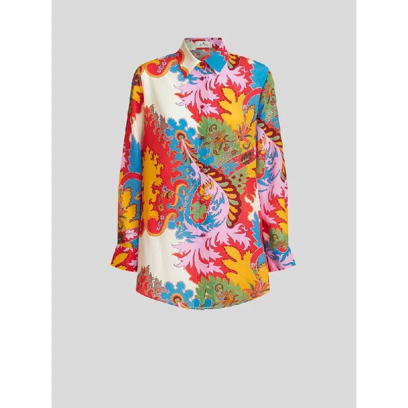 Multi-coloured Paisley Print Silk Shirt Essentials On Sale