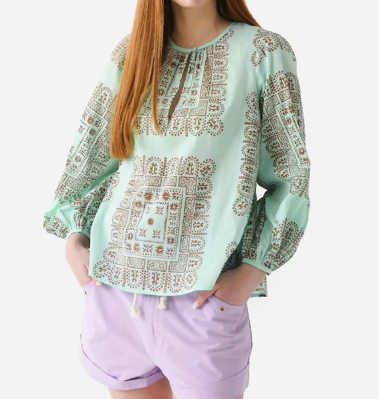 Nalii Blouse In Aqua Spring Wardrobe