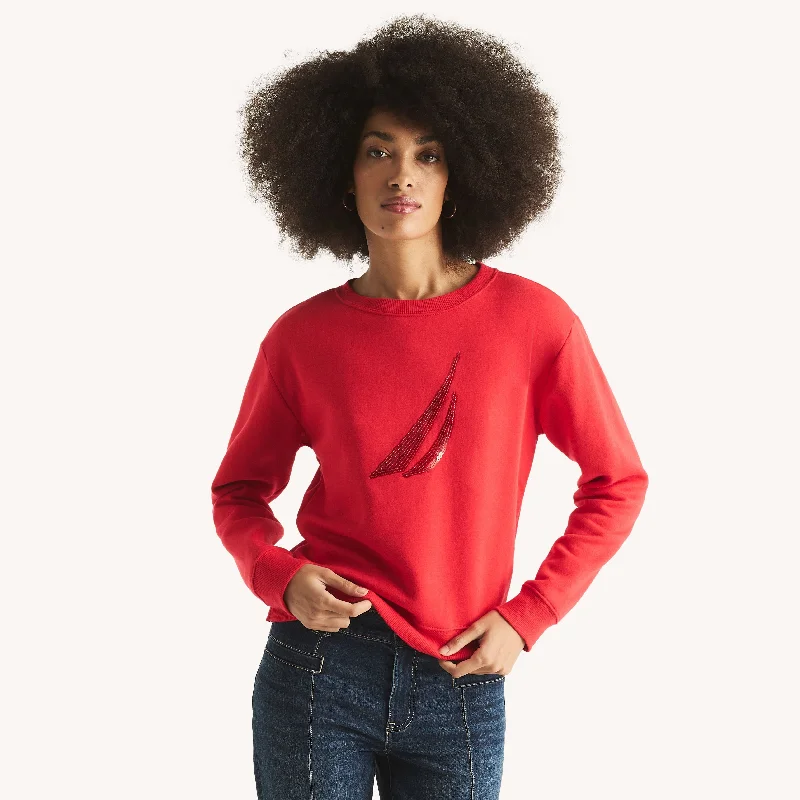 Nautica Womens Sequin J-Class Sweatshirt Chic Trends Unveiled