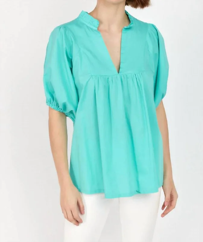 Nazim Statement Sleeve Blouse In Emerald Special Offers