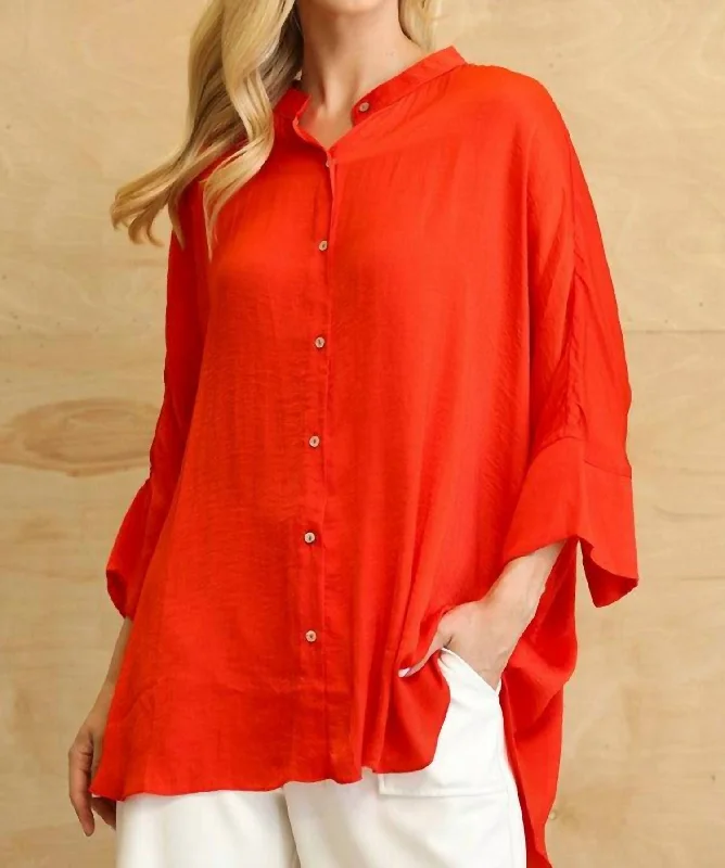 Never Let Go Tunic In Tomato Red Designer Wear On Sale