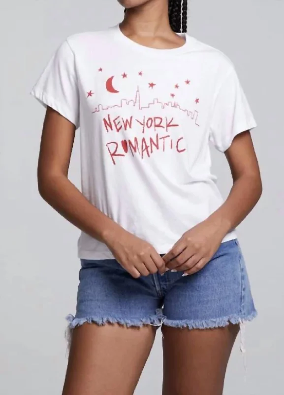 New York Romantic Crew Tee In White Popular Collection