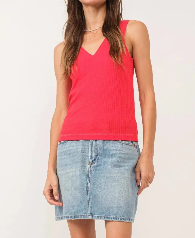 Noa V-Neck Tank Top In Infrared Limited Quantities