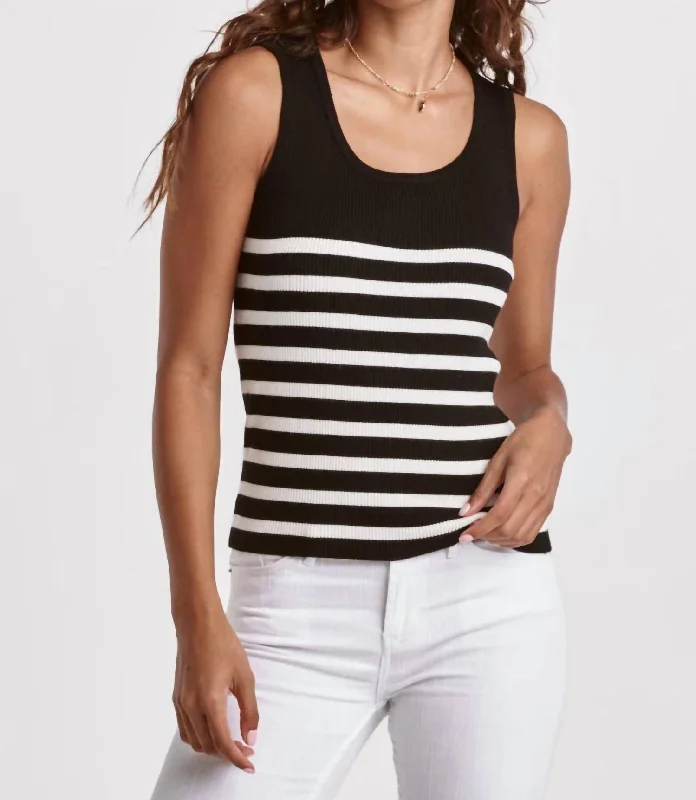 Oak Scoop Tank In Black/white Stripes Trend Setting Wardrobe