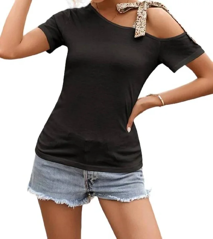 Off The Shoulder Leopard Strap Top In Black Stylish Looks