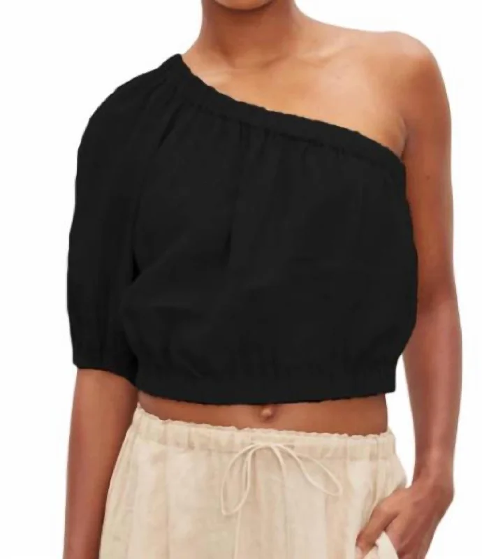 One Shoulder Crop Top In Black Inspired By You, Designed For You